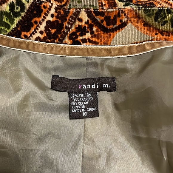 RANDI M. Velvety Corduroy Blazer NWOT Paisley Funky Pattern - Picture 6 of 9